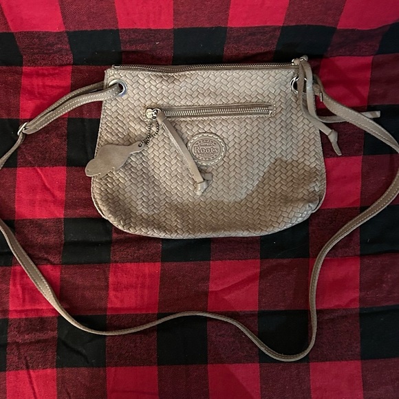 Roots Handbags - SOLD-Roots Tan Crossbody Bag with Adjustable Strap and Silver Hardware